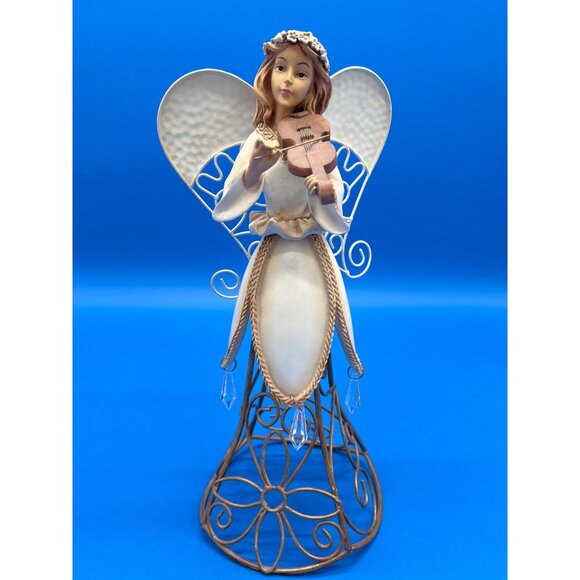 Decorative Angel Figurines Musical Theme Wire Frame Metal Base Set - Picture 8 of 12